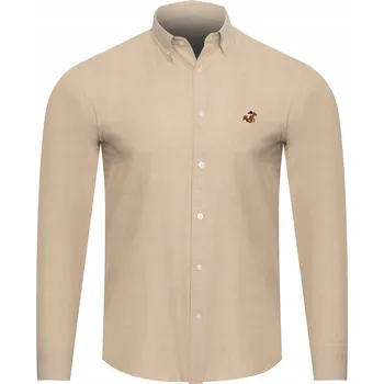 Pánská košile U.S. ATHLETIC ORIGINAL - PÁNSKÁ KOŠILE 88896/BEIGE béžová, dlouhý rukáv, volnočasová