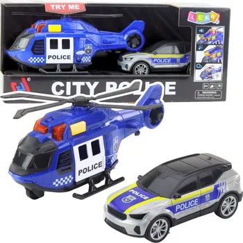 autíčko Policejní sada Vrtulník Auto Pohyblivé prvky Světla Zvuky