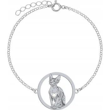 Náramek Stříbrný náramek Kočka Sphynx 925 Šperk Dárek Žena GRAVÍROVÁNÍ DÁREK