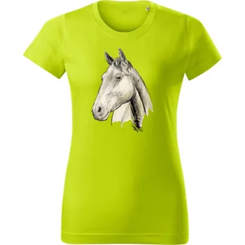 Dámské oblečení Dámské tričko s kresbou koně 2 Limetková XL