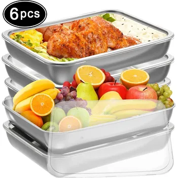 Dóza na potraviny 6x EKOLOGICKÝ OBĚDOVÝ BOX Z NEREZOVÉ OCELI 250ML S PŘIHRÁDKAMI, TĚSNÝ