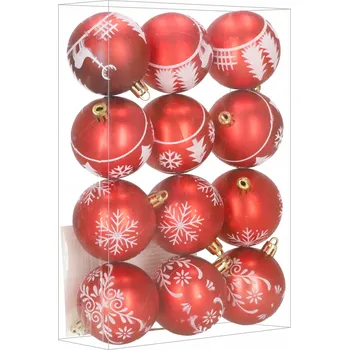 Vánoce Vánoční Koule zdobená, Vánoční Koule hladká, Sady vánoční koule 7 cm 12 ks