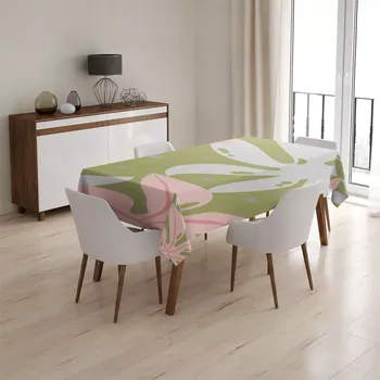 ubrus Sablio Ubrus Bílé a růžové listy - 90x90 cm