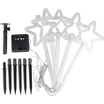 Vánoční dekorace Vánoční solární svítidlo se zápichem stromečky, hvězdy, vločky, střední, 3 transparent hvězda