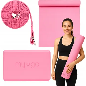 podložka na cvičení Sada na jógu myga Yoga Start – podložka, blok, popruh