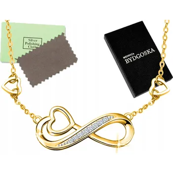 Náhrdelník ZLATÝ NÁHRDELNÍK SRDCE ŘETÍZEK PŘÍVĚSEK STŘÍBRNÝ