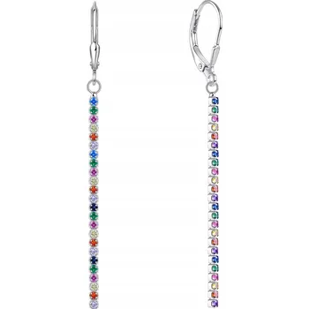 Náušnice DLOUHÉ STŘÍBRNÉ VISACÍ NÁUŠNICE STŘÍBRO MNOHOBAREVNÉ ZIRKONY RYZOST 925