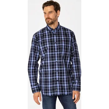 Pánská košile Lee Cooper pánská košile casual KOSZULA M NEW TENBY 05KZ BLUE dlouhý rukáv relaxed bavlna velikost XL