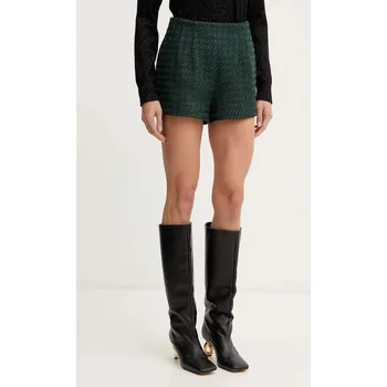 Dámské kraťasy Šortky z vlněné směsi Armani Exchange dámské, zelená barva, high waist, XW000718 AF16208 XW000718.AF16208 96X, vel. 38