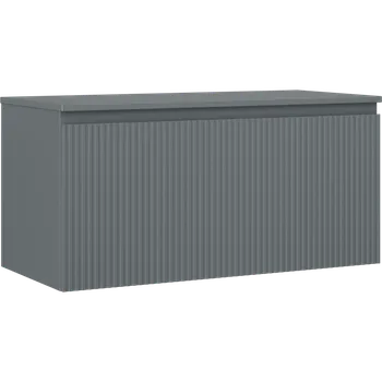 Koupelnový nábytek Mexen Rivel koupelnová skříňka pod umyvadlo 100 cm s deskou, 1 zásuvka, drážkovaná, matná grafit - 91A20-10047-1-BFC66 Koupelnové skříňky