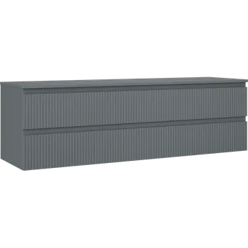 Koupelnový nábytek Mexen Rivel koupelnová skříňka pod umyvadlo 160 cm s deskou, 2 zásuvky, drážkovaná, matná grafitová - 91A20-16047-2-BFFC66 Koupelnové skříňky