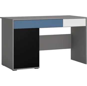 Psací stůl Moderní psací stůl se zásuvkami a dvířky do dětského pokoje Laser - Meble Wojcik Šedá Platinová / Alpská Bílá / Černá Perla / Matná Modrá 124.4x76 cm