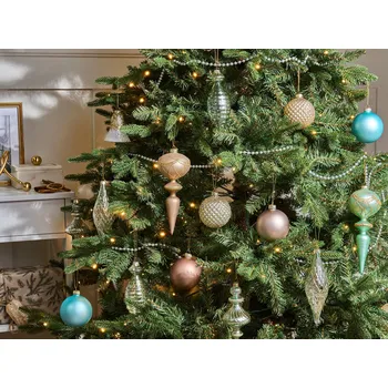 Vánoční ozdoba Sada 35 vánočních ozdob vícebarevné skleněné závěsné dekorace tradiční styl vánoční koule na stromeček Beliani