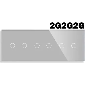 vypínač SKLENĚNÝ PANEL DOTYKOVÝCH MODULŮ RÁMEČEK TROJITÝ 6G 2G+2G+2G STŘÍBRNÁ ŠEDÁ