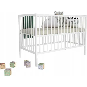 Dětská postýlka Dřevěná postýlka Bobas Magda 60 x 120 cm bílá