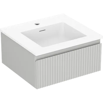 Koupelnový nábytek Mexen Rivel koupelnová skříňka 50 cm s umyvadlem Otis, 1 zásuvka, rýhovaná, šedá matná/bílá matná - 91A20-05023-1-BF62-W18M01 Skříňky s umyvadlem