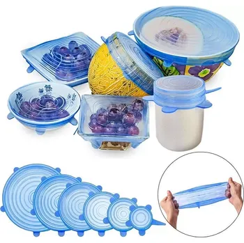 Jednorázové nádobí Univerzální silikonová víčka Walfos-stretch - sada 6ks