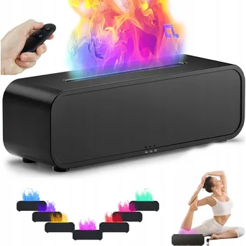 Zvlhčovač vzduchu ZVLHČOVAČ VZDUCHU NOČNÍ LAMPA DIFUZÉR KRB S EFEKTEM PLAMENE ČERNÁ