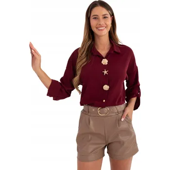 Dámská košile Rue Paris dámská košile s 3/4 rukávem, bez vzoru, červená MI-KS-4192.34, univerzální velikost