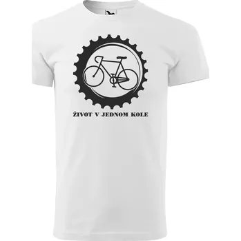 Sablio Tričko s potiskem Život v jednom kole - bílé 5XL