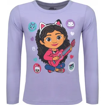 Dívčí mikina Tričko Gábinin Kouzelný Domek s dlouhým rukávem fialové 128