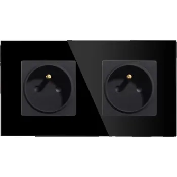 Elektrická zásuvka Kontaktní elektrická zásuvka s kolíkem skleněná horizontální fi60 dvojitá černá