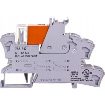 Elektronická součástka Relé s paticí WAGO 2P 2x8A 24VDC, 788-312