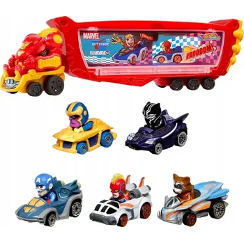 autíčko HOT WHEELS RACERVERSE TRANSPORTER VOZIDLO HULKBUSTER + 5 AUTÍČEK MARVEL
