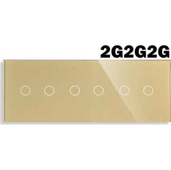 vypínač SKLENĚNÝ PANEL PRO DOTYKOVÉ MODULY RÁMEČEK TROJITÝ 6G 2G+2G+2G ZLATÝ
