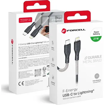 Datový kabel FORCELL Carbon kabel Typ C na Lightning 8-pin Power Delivery PD27W CB-01C černý 1 metr