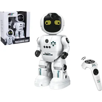 Dřevěná hračka Wiky Robot na infra ovládání plast 26cm na baterie se světlem se zvukem v krabici 26x31x11cm