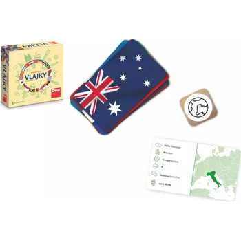 Společenská hra Dino Poznej vlajky cestovní společenská hra v krabičce 13x13x4cm