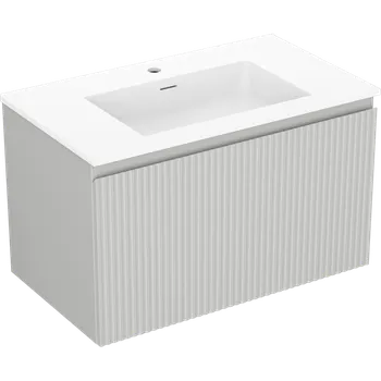 Koupelnový nábytek Mexen Rivel koupelnová skříňka 80 cm s umyvadlem Otis, 1 zásuvka, drážkovaná, šedá mat/bílá mat - 91A20-08047-1-BF62-W18M01 Skříňky s umyvadlem