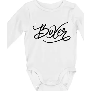 Kojenecký body Boxer - nápis okrasný - Body kojenecké s dlouhým rukávem - Dlouhý r. do 3 měs ( Bílá )