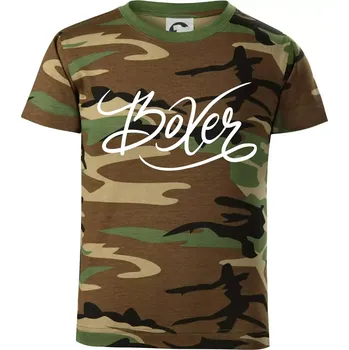 Chlapecké tričko Boxer - nápis okrasný - Dětské maskáčové triko - 104-110cm / 3-4 roky ( Hnědý maskáč )
