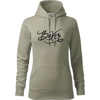 Dámská mikina Boxer - nápis okrasný - Mikina dámská Cape s kapucí - 2XL ( Light khaki )
