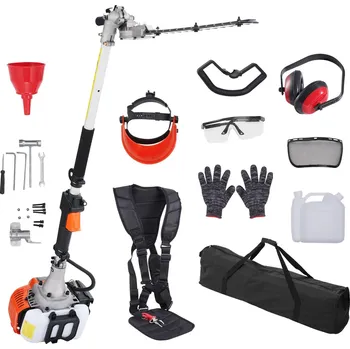 Nůžky na živý plot Vevor Benzínový plotostřih na tyči 15.7-inch 26CC dvoustranný nůž 270° hlava