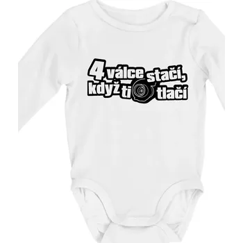 Kojenecký body 4 válce stačí když ti turbo tlačí - Body kojenecké s dlouhým rukávem - Dlouhý r. do 3 měs ( Bílá )