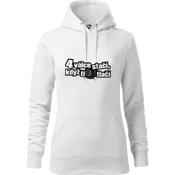 Dámská mikina 4 válce stačí když ti turbo tlačí - Mikina dámská Cape s kapucí - XS ( Bílá )