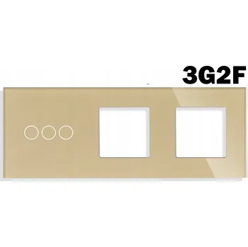 Elektrická zásuvka SKLENĚNÝ PANEL PRO DOTYKOVÉ MODULY RÁMEČEK TROJITÝ 3G+2F ZÁSUVKA ZLATÁ