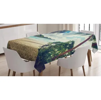 ubrus DEKORATIVNÍ UBRUS NA STŮL DO KUCHYNĚ JÍDELNY 140X200 CM PALMA TROPIKY