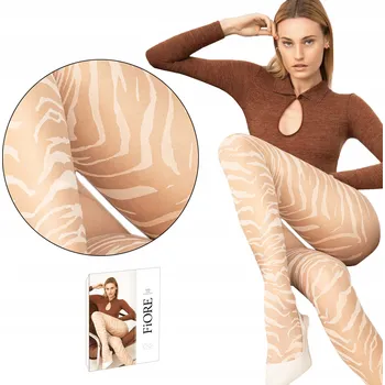 Dámské punčochy Vzorované Punčocháče Fiore TIGRIS 15 DEN béžové Nude, velikost 2