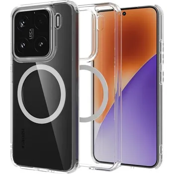 Pouzdro na mobilní telefon POUZDRO ZADNÍ KRYT POUZDRO MAGSAFE BEZBARVÉ PRO XIAOMI 15 + SKLO