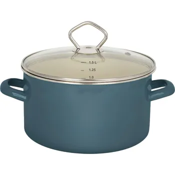 Hrnec Hrnec Gastro Petrol Smaltovaný hrnec se skleněnou poklicí 1,5 l