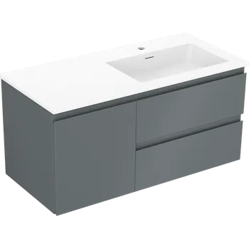 Koupelnový nábytek Mexen Orio koupelnová skříňka 100 cm s umyvadlem Otis pravým, 2S, 1D, grafit mat/bílá mat - 91A13-10047-3-BBFFF66-W18P01 Skříňky s umyvadlem