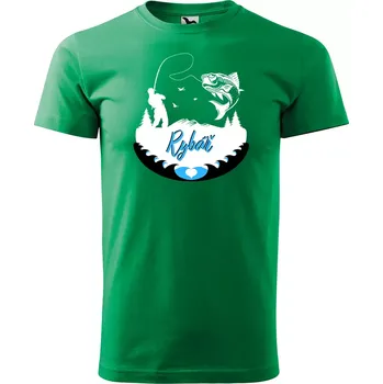 Pánské oblečení Sablio Tričko s potiskem Rybář 2 - zelené XL