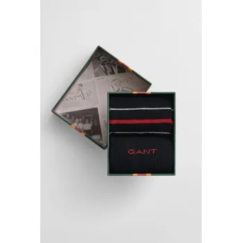Pánské ponožky PONOŽKY GANT MULTI STRIPE SOCKS 2-PACK GIFT BOX BLACK