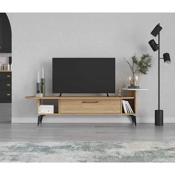 Televizní stolek ARIADNA, TV stolek, dub / bílý Carrara