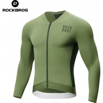 cyklistický dres ROCKBROS Cyklistický dres s dlouhým rukávem prodyšný zelený, velikost S