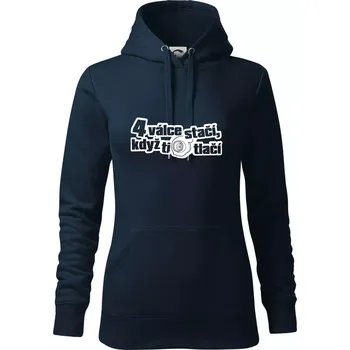 Dámská mikina 4 válce stačí když ti turbo tlačí - Mikina dámská Cape s kapucí - L ( Námořní modrá (velmi tmavá - téměř černá) )